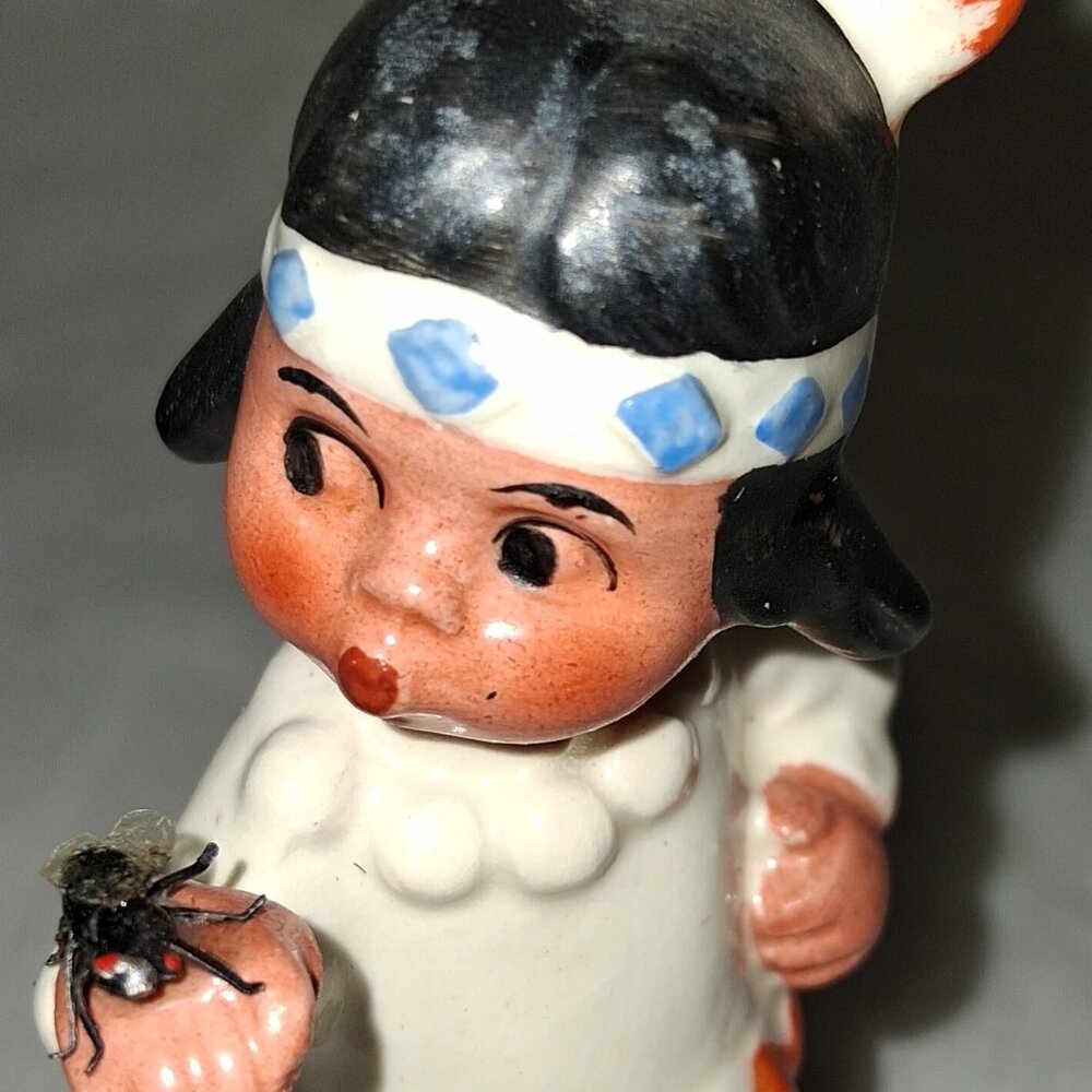 Goebel Little Indian Boy With A Bug Porcelain Figurine Germany - Goebel Indian